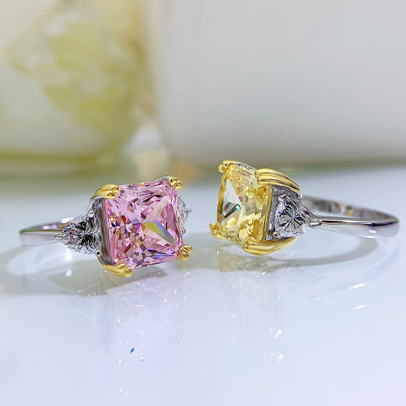 Radiance Crushed Ice Three Stone Ring. Silver 925. White Gold Plated