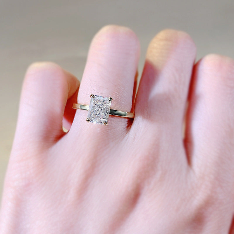 Crushed Ice Radiant Cut Solitaire Ring. Travel Ring