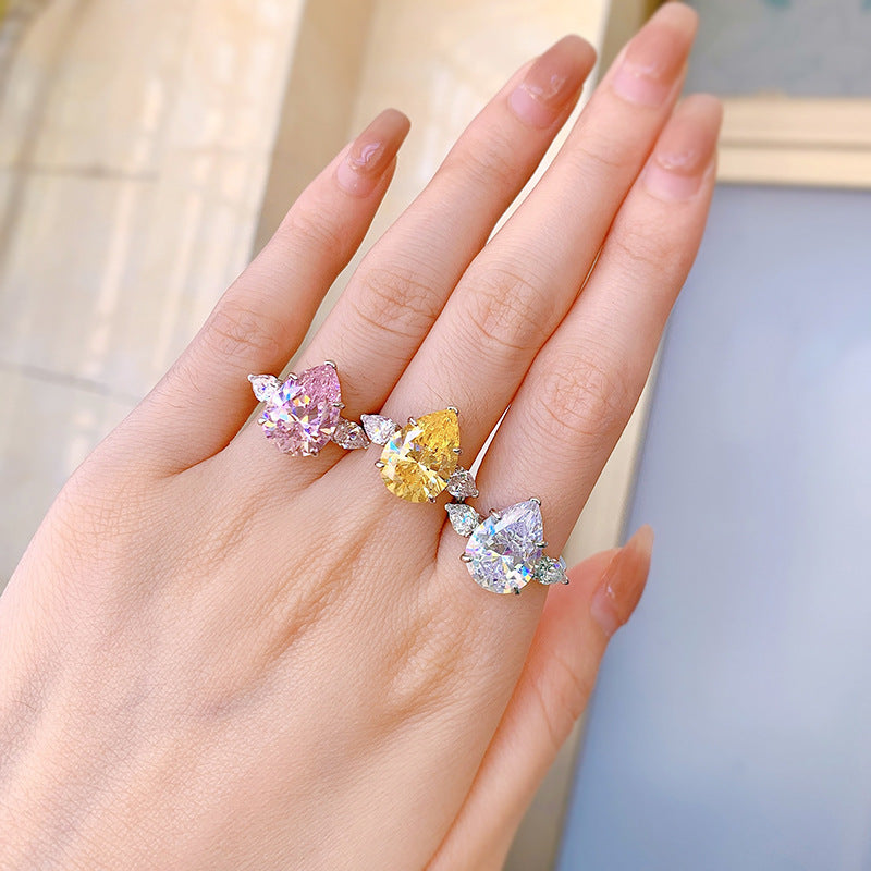 Crushed Ice Pear Ring. Silver 925