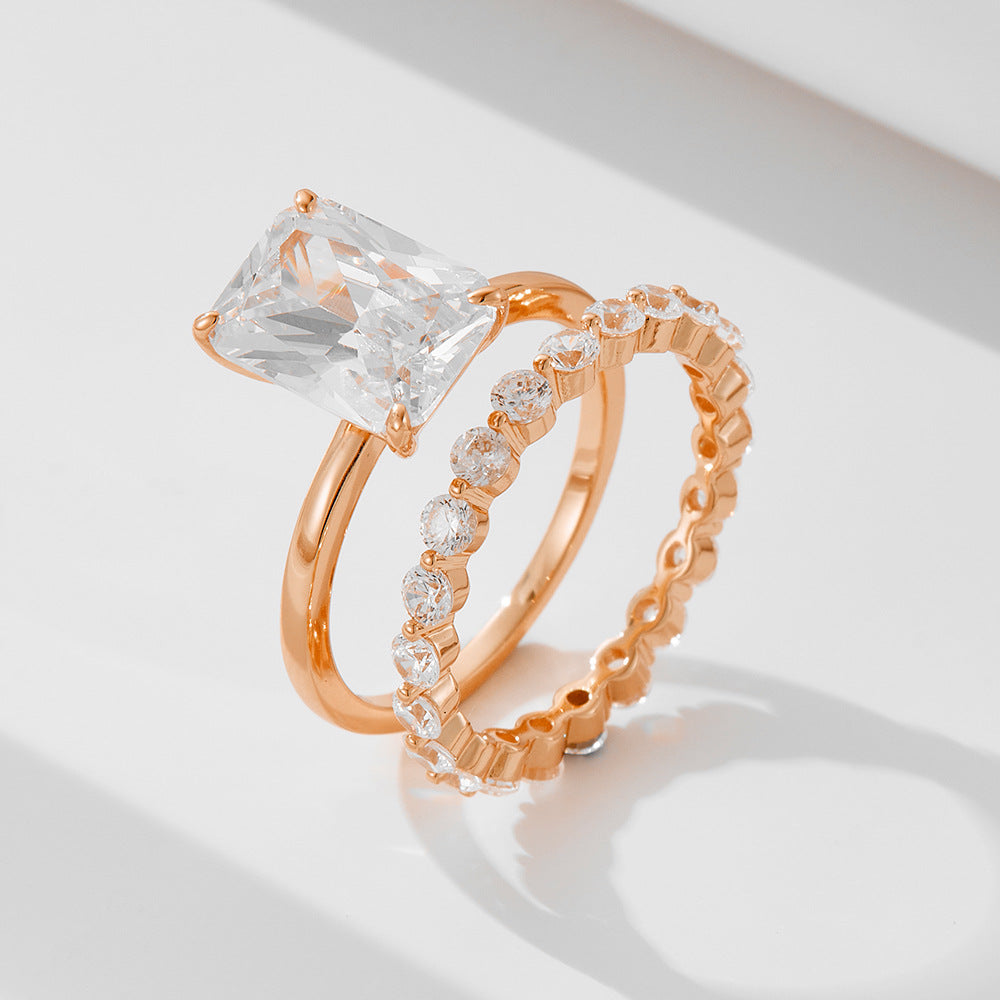 Rose Gold Plated Wedding Ring Set