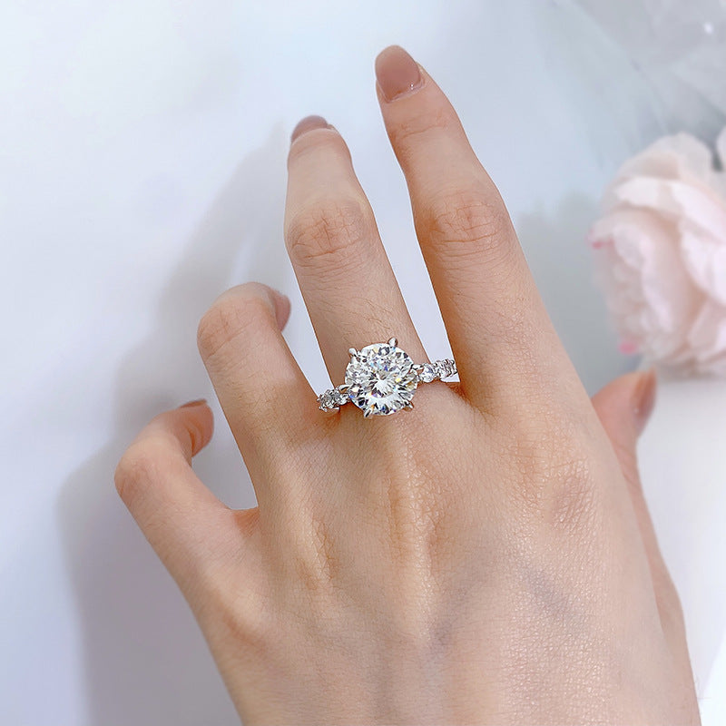 5 Carat Brilliant Round Ring. White Gold Plated