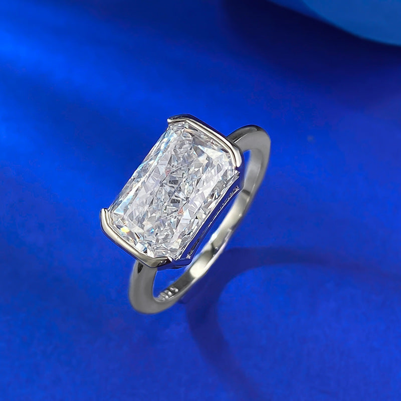 Silver 925 Crushed Ice Radiant Cut Ring