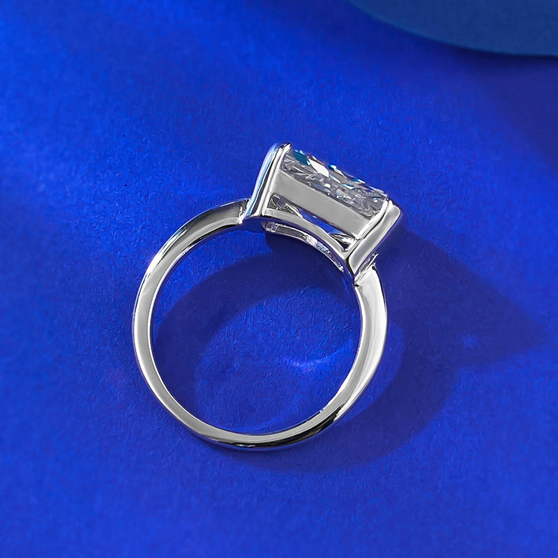 Ice Crushed Radiant Cut Bezel Ring. Silver 925