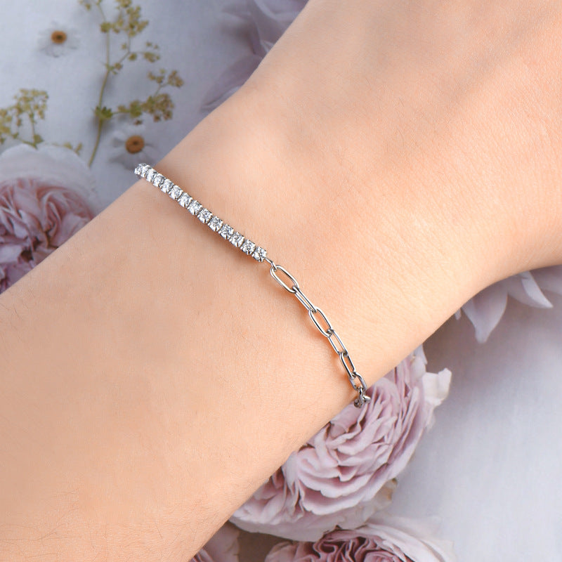 2mm Silver Half Tennis Moissanite Bracelet