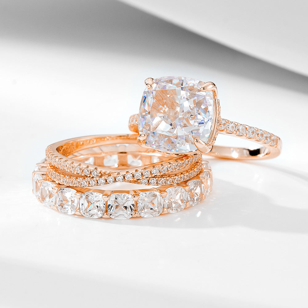 Rose Gold Cushion Cut Bridal Set