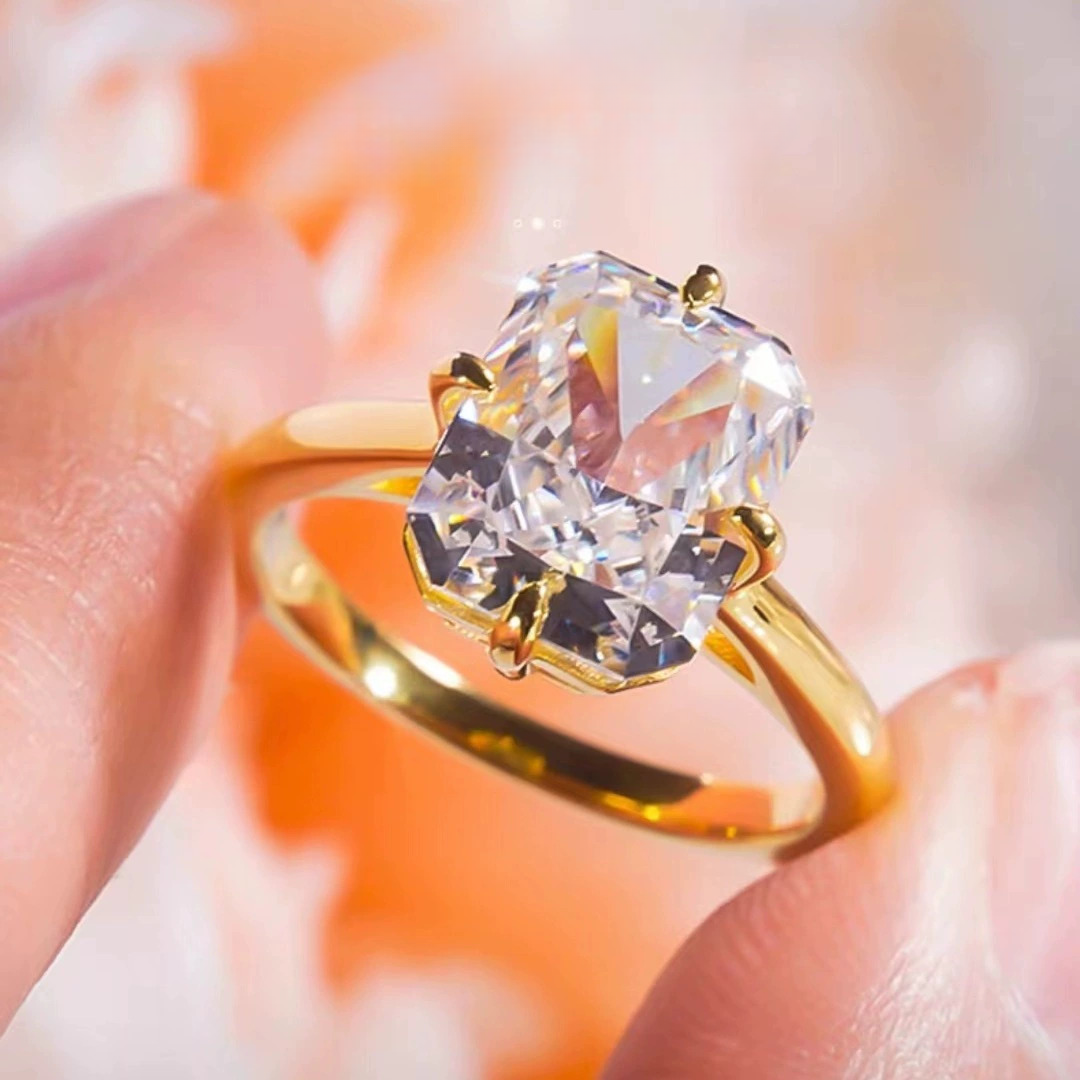 Moissanite 4 CT Radiant Cut Ring Silver ring