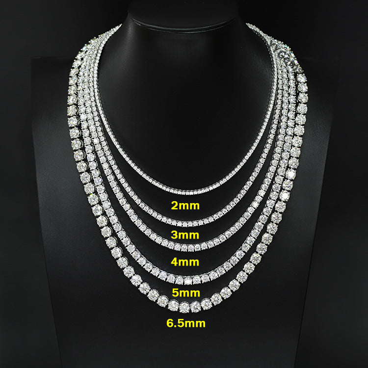 White Gold Plated Silver 925 MOISSANITE TENNIS CHAIN WHITE GOLD (ALL SIZES)