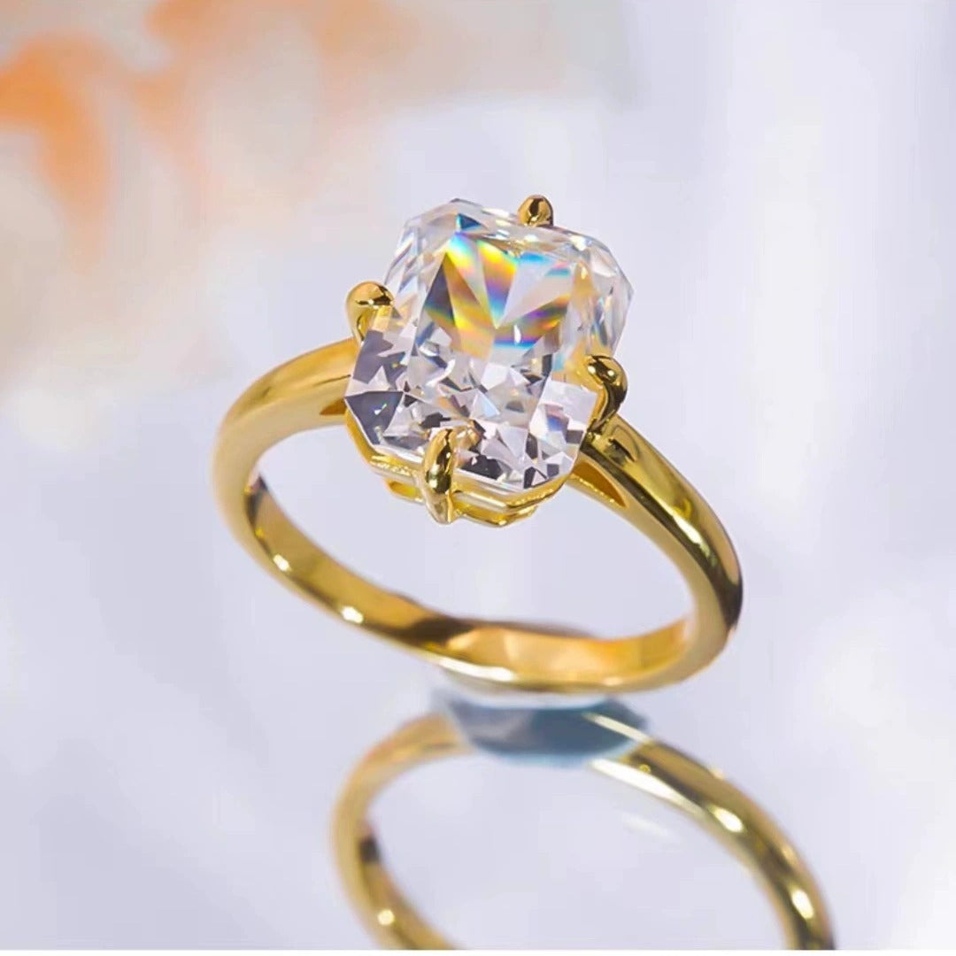 Moissanite 4 carat Radiant Cut Ring