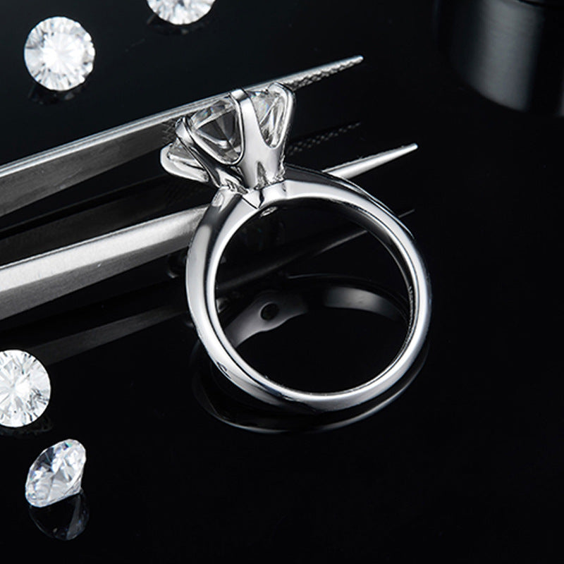 Silver Classic 5 Carat Moissanite Solitaire Ring