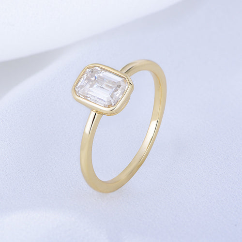 Emerald Cut Bezel Set Solitaire Ring