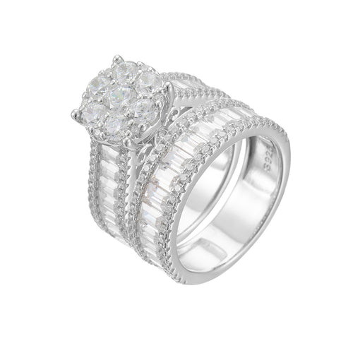 Sparkling Sterling Silver Bridal Set for Wedding