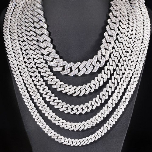 MOISSANITE CUBAN LINK CHAIN WHITE GOLD (ALL SIZES)