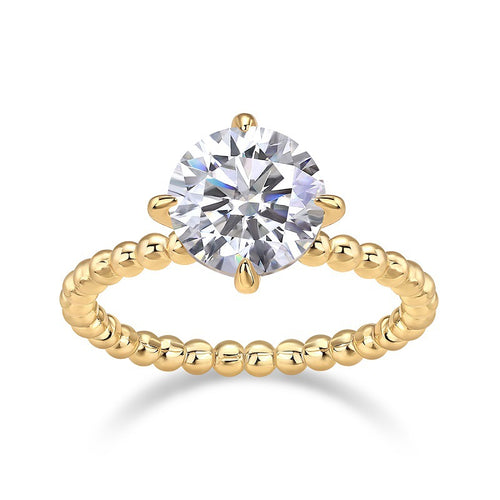 Golden Bead Solitaire Ring