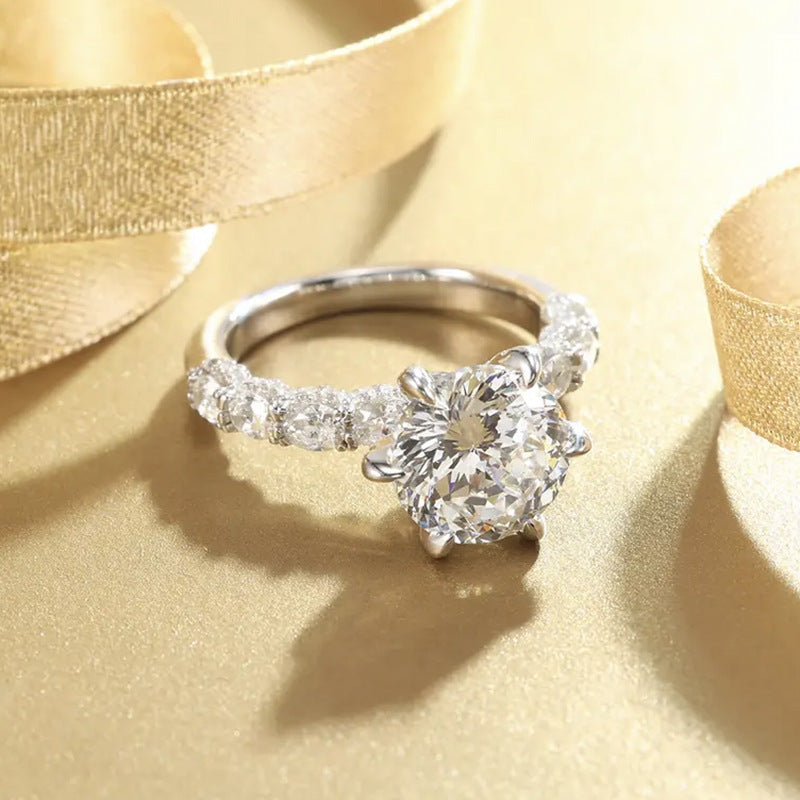 5 Carat Brilliant Round Silver Ring