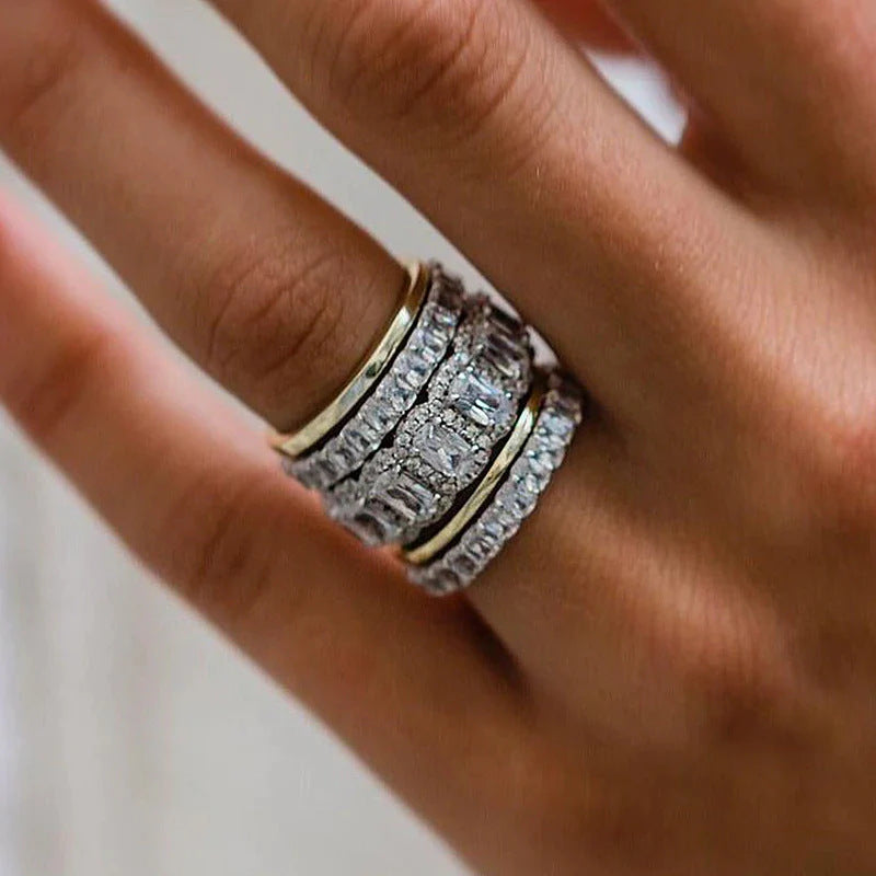 Luxe Stacking 5-Piece Emerald Cut Ring Set
