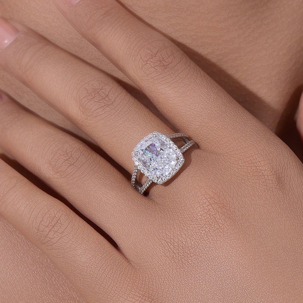 4.00 Carat Cushion Cut Split Shank Halo Engagement Ring