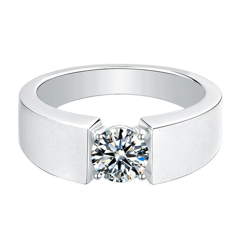 Minimalist Men’s Moissanite Solitaire Ring