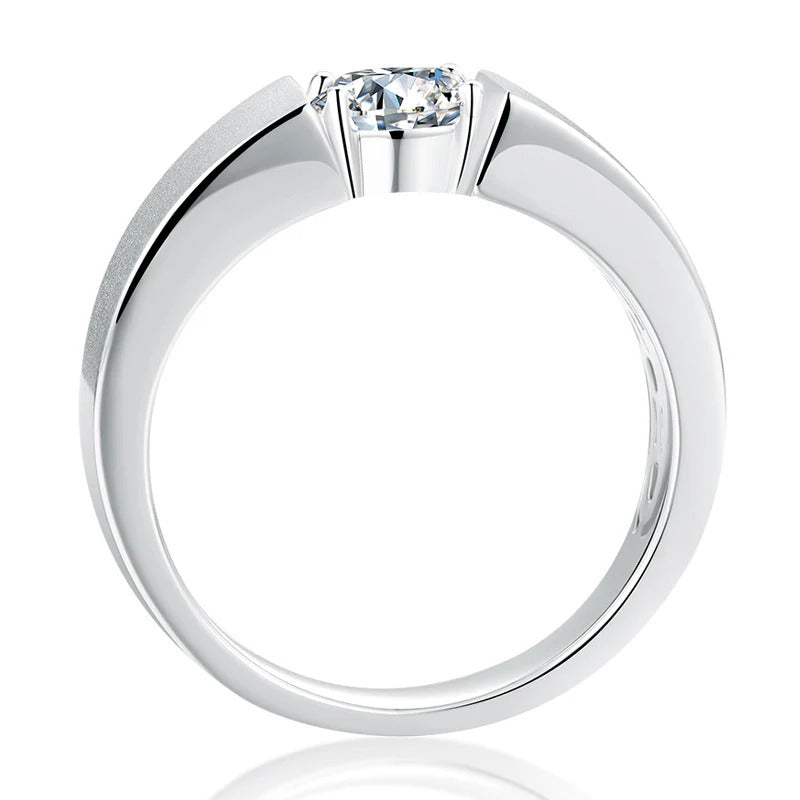 Silver 925 Minimalist Men’s Moissanite Solitaire Ring