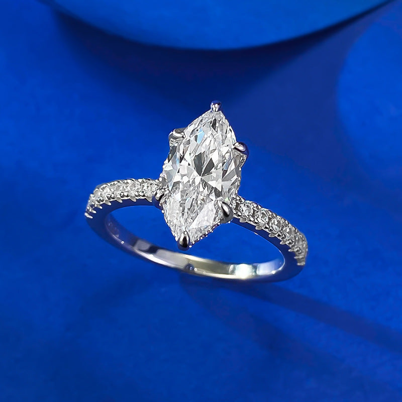 Crushed Ice Hidden Halo Marquise Cut Ring