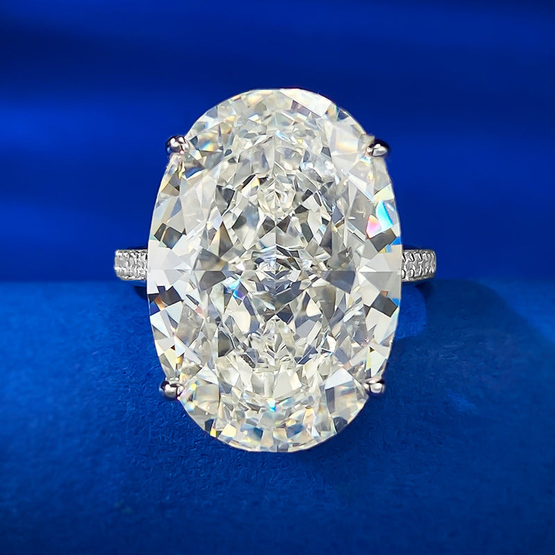 13 CT Oval Cut Hidden Halo Diamond Ring Silver 925