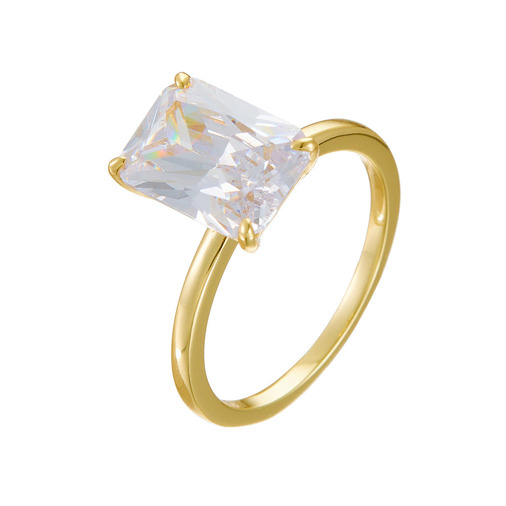 Radiant Cut Gold Plated Ring