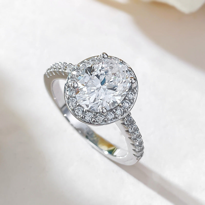 Oval Cut Halo Diamond Ring. Travel Ring