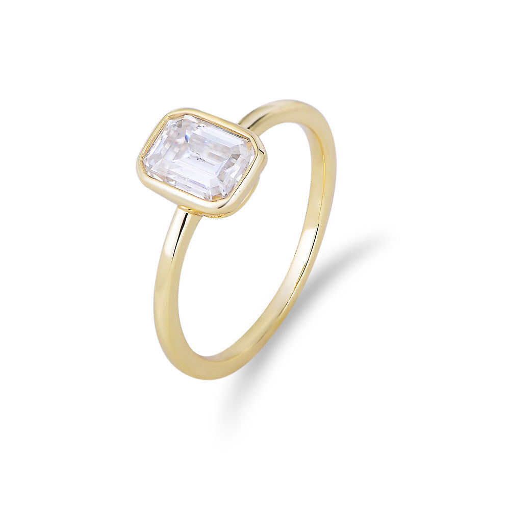 Gold Plated Emerald Cut Ring