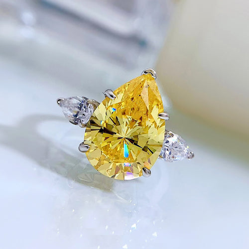 Yellow Diamond Crushed Ice Pear Ring