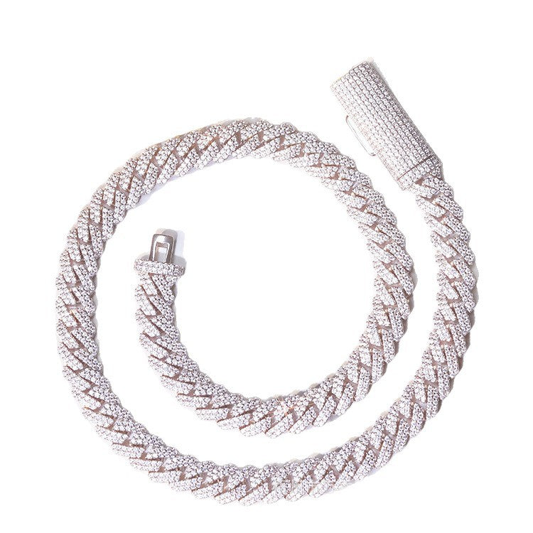 MOISSANITE CUBAN LINK CHAIN WHITE GOLD (ALL SIZES)