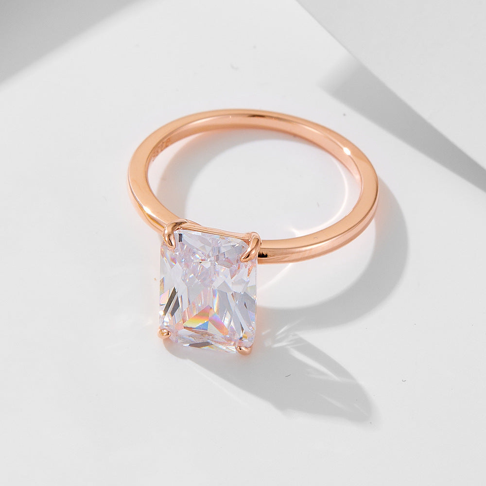 Rose Gold Plated Radiant Cut Ring