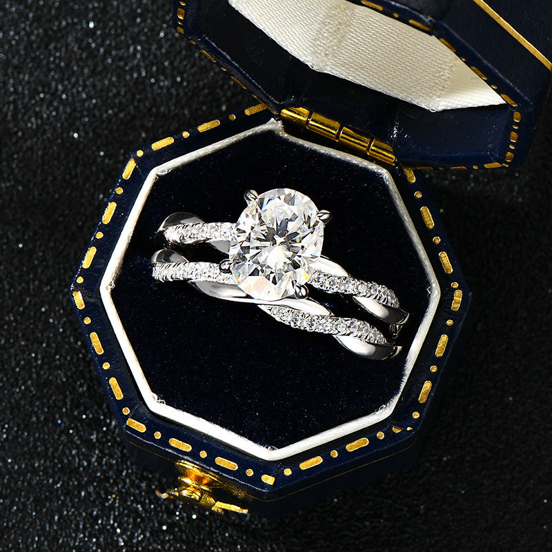 Oval Moissanite Diamond Wedding Set