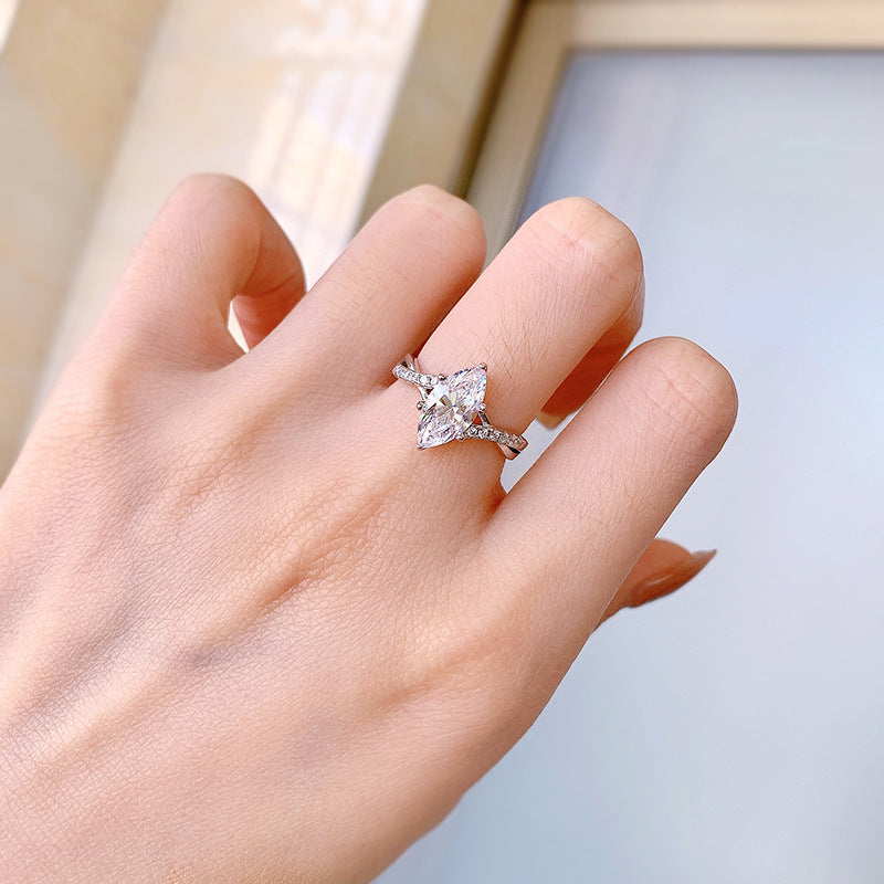 Marquise Cut Twisted Engagement Ring. Travel Ring