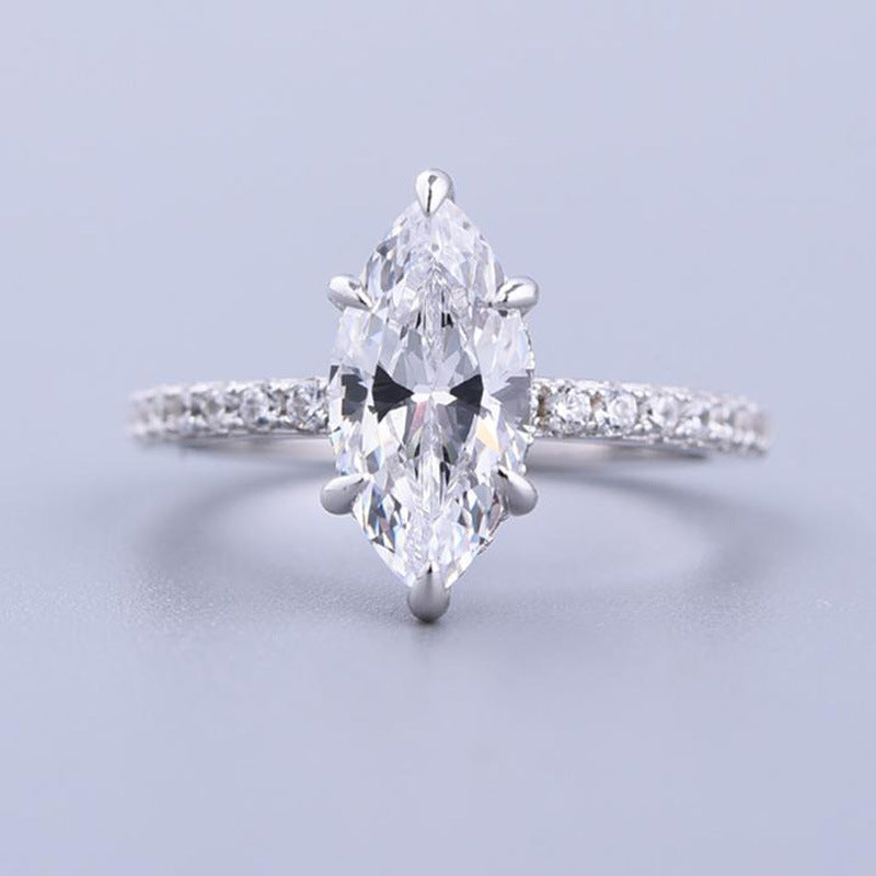 Hidden Halo Marquise Cut Ring. Silver 925. Crushed Ice