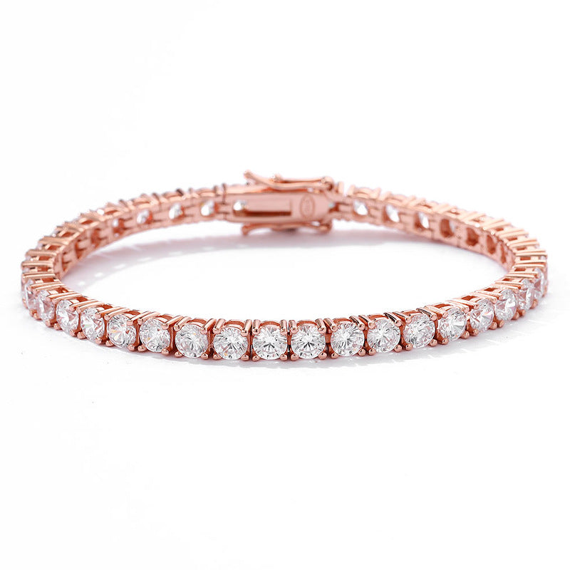 Rose Gold Plated 4mm Classic Moissanite Tennis Bracelet