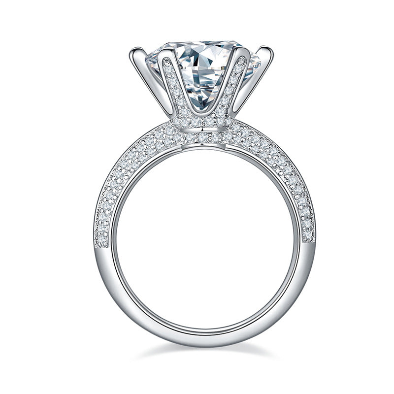 Diamond 5 Carat Moissanite Pavé Solitaire Ring