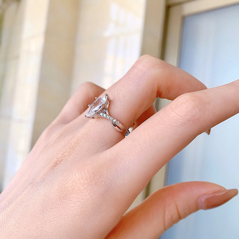 Marquise Cut Twisted Engagement Ring. Travel Engagement Ring