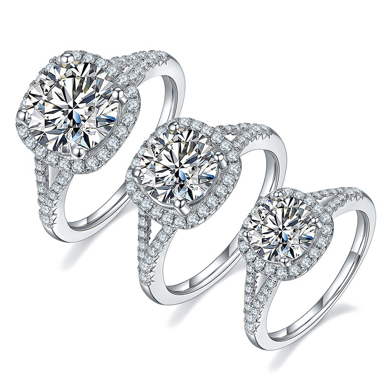 Brilliant Cut Moissanite Halo Ring 1.5 carat, 2 carat, 3 carat