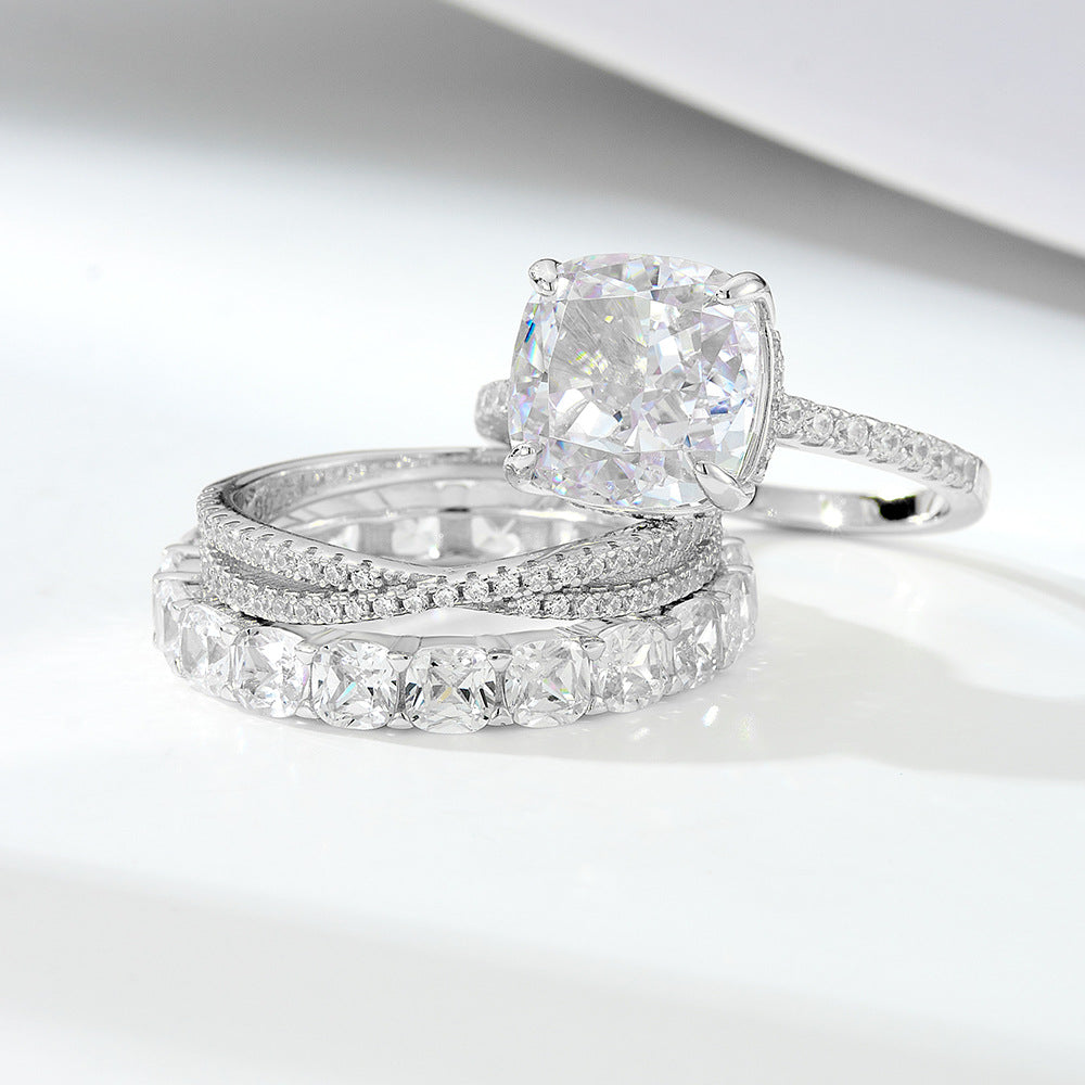 Silver Wedding Ring Set