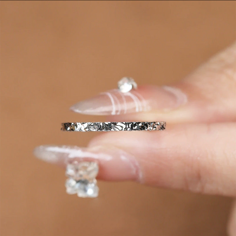 925 Sterling Silver Stackable Ring Textured Fancy