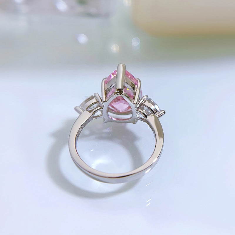 Pink Diamond Crushed Ice Pear Ring
