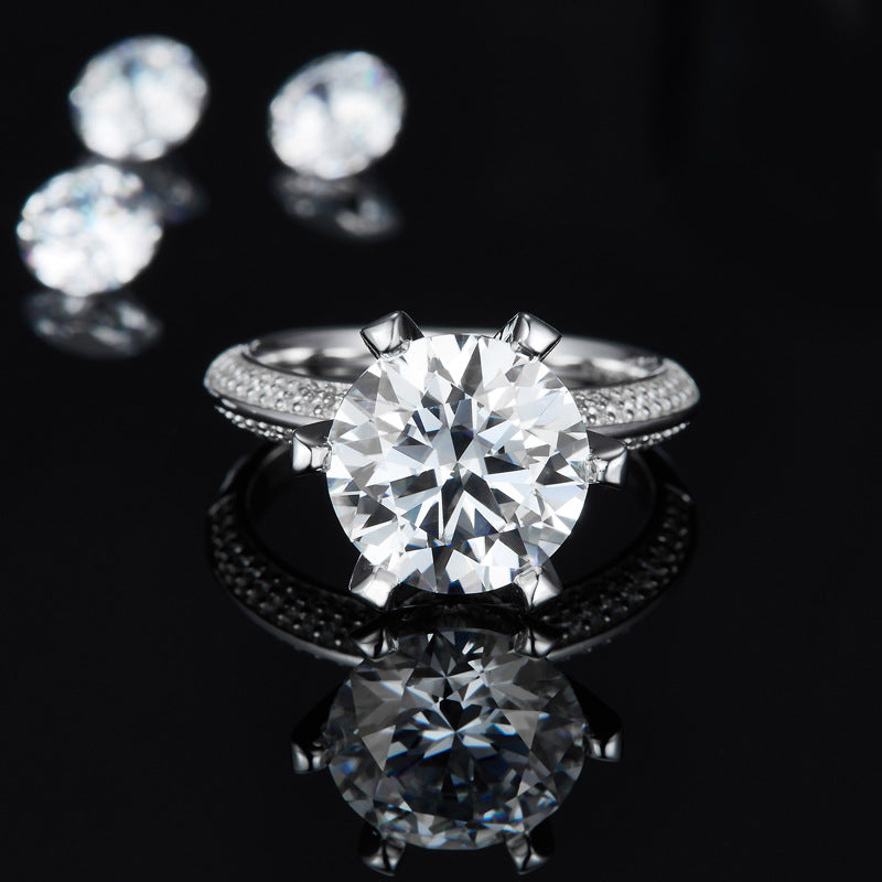 5 CT Moissanite Pavé Solitaire Ring