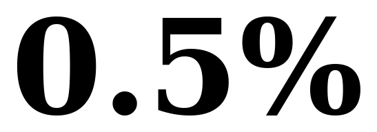 The text '0.5%' is displayed in a bold, black serif typeface on a solid white background.