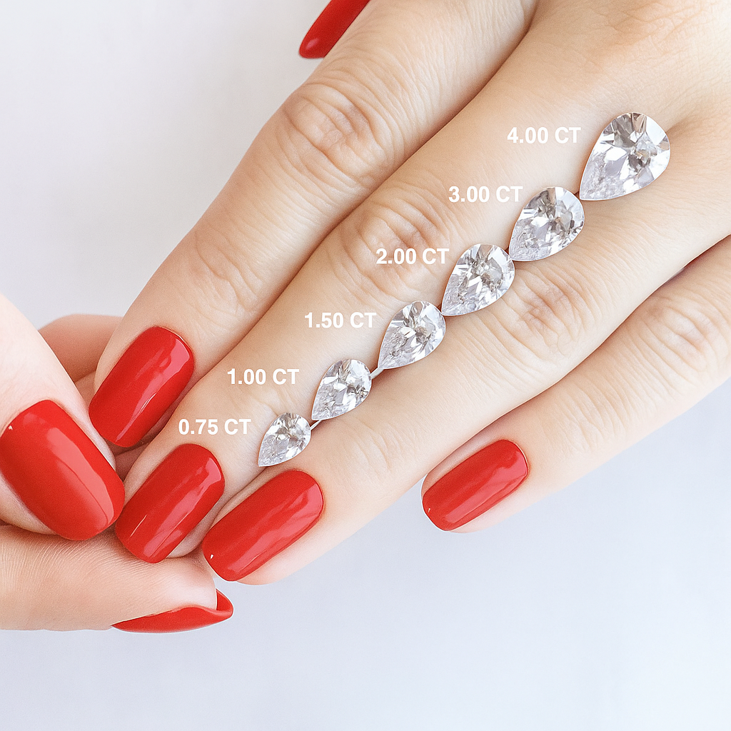 Pear Cut Diamond Size Chart: Carat to Millimeter Conversion & Guide