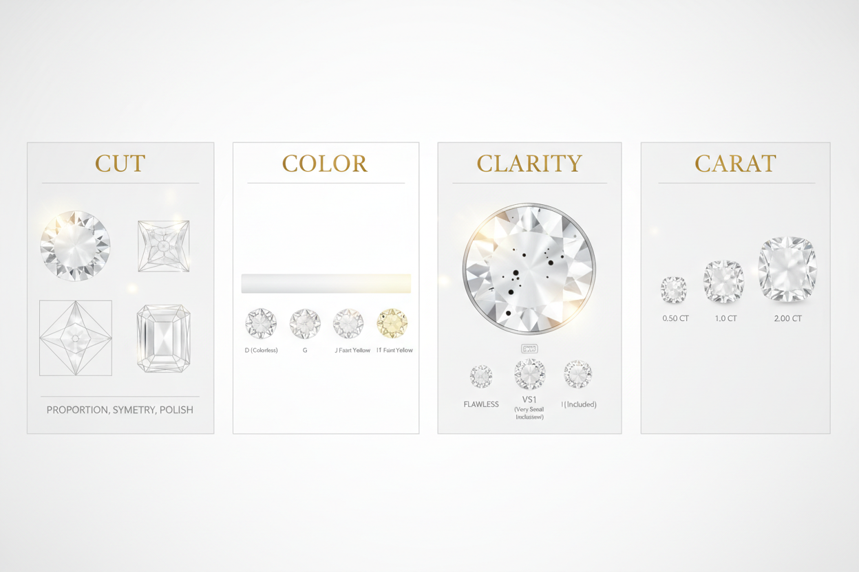 The 4 C’s of Diamonds: Cut, Color, Clarity, and Carat - The Ultimate Buying Guide
