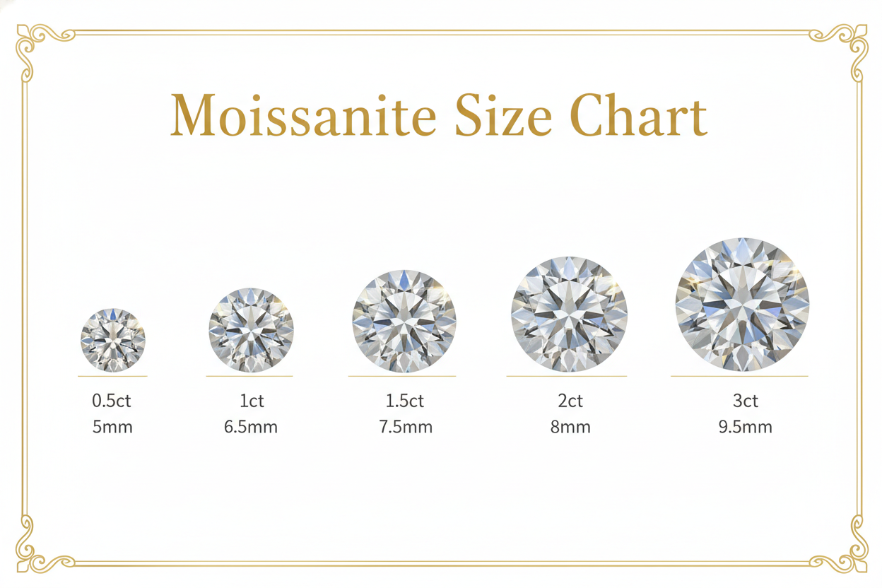 Moissanite Size Chart: MM to Carat and Carat to MM (All Cuts)