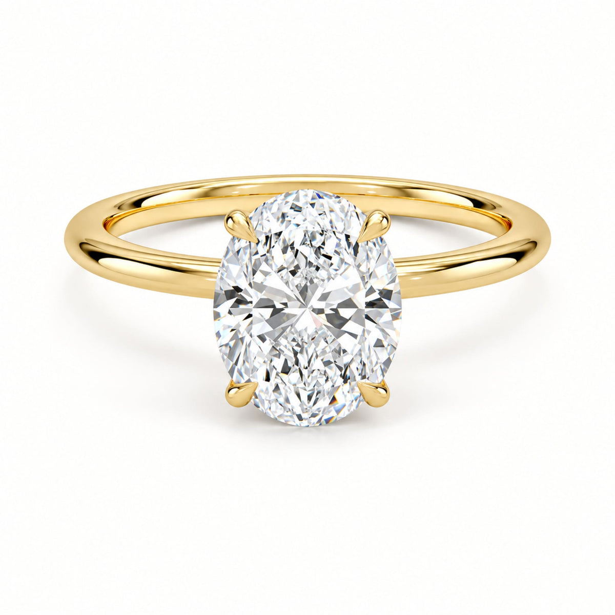 Celeste oval hidden halo moissanite engagement ring in 18K yellow gold plated silver