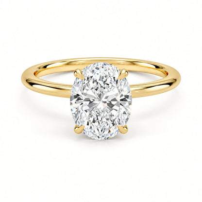 Celeste oval hidden halo moissanite engagement ring in 18K yellow gold plated silver