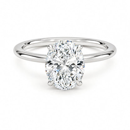 Celeste oval hidden halo moissanite engagement ring in polished S925 sterling silver