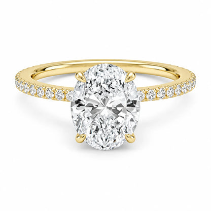 Aurelia oval-cut moissanite engagement ring with yellow gold plated pavé band