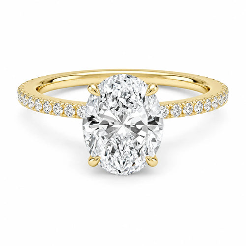 Aurelia oval-cut moissanite engagement ring with yellow gold plated pavé band
